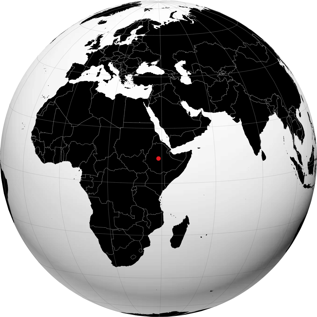 Addis Ababa on the globe