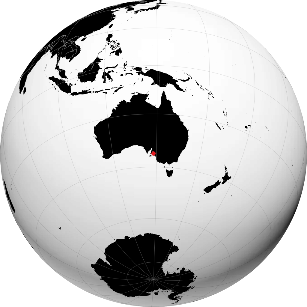Adelaide on the globe
