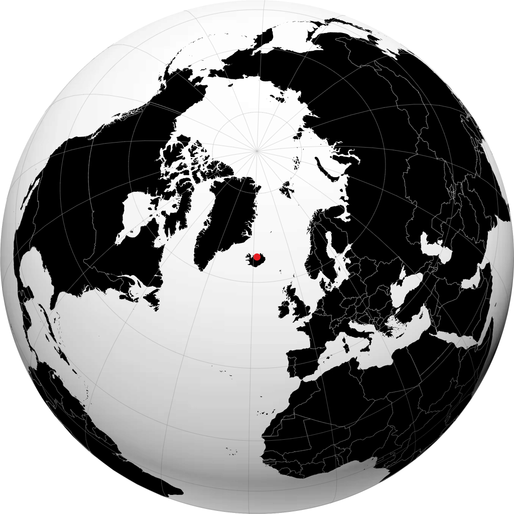 Akureyri on the globe