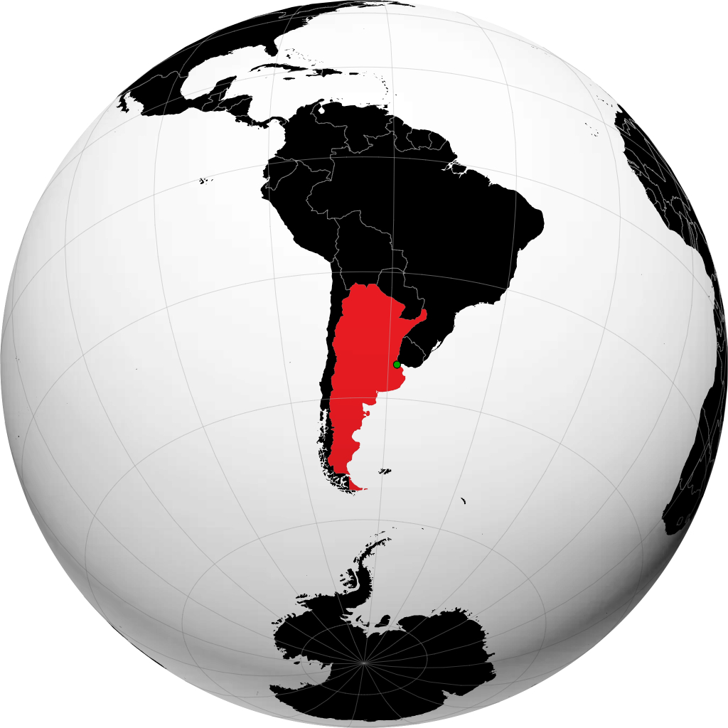 Argentina on the globe