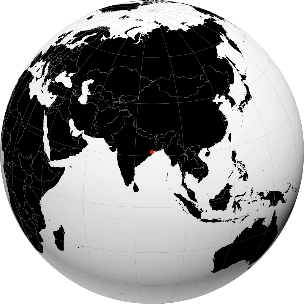 Balasore on the globe