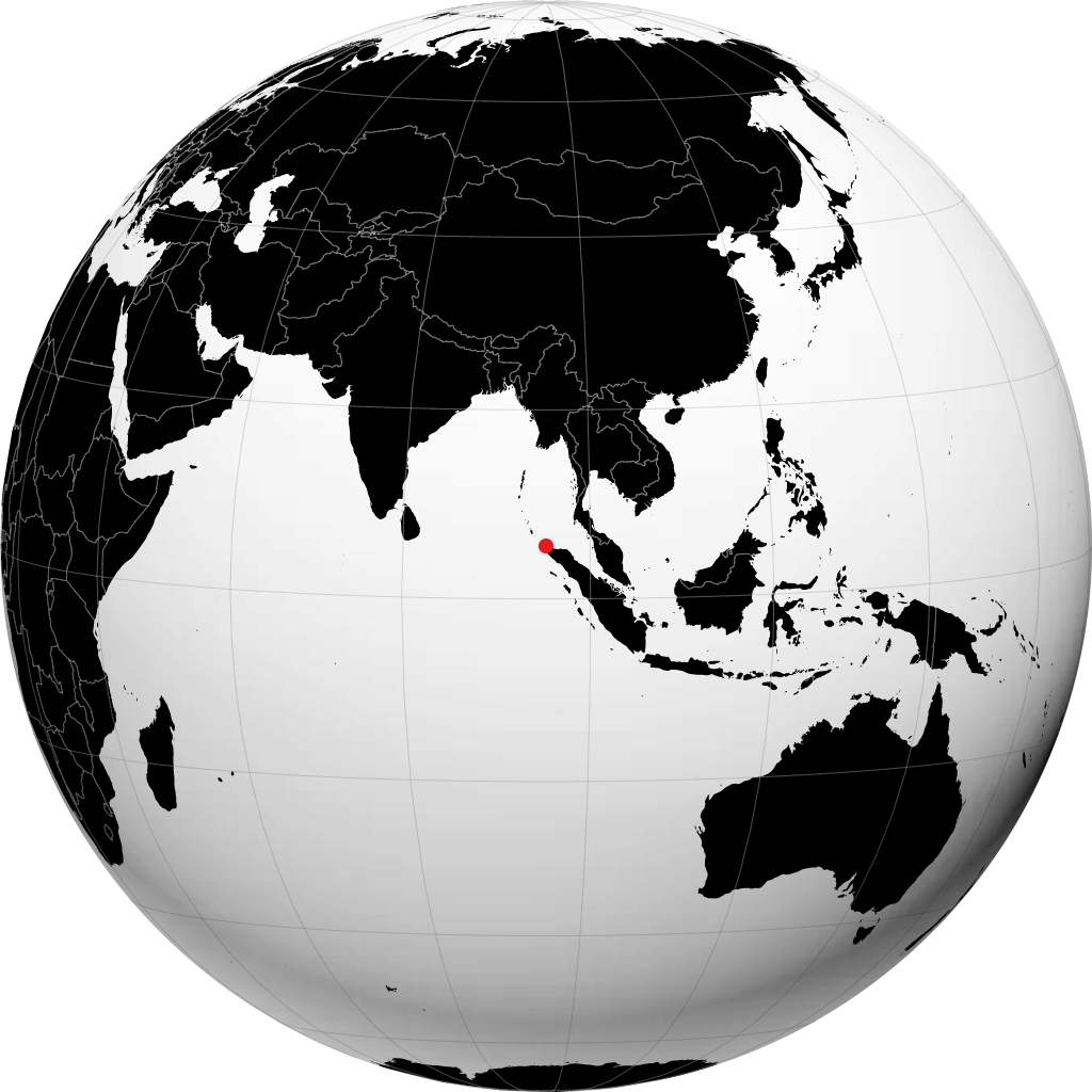 Banda Aceh on the globe