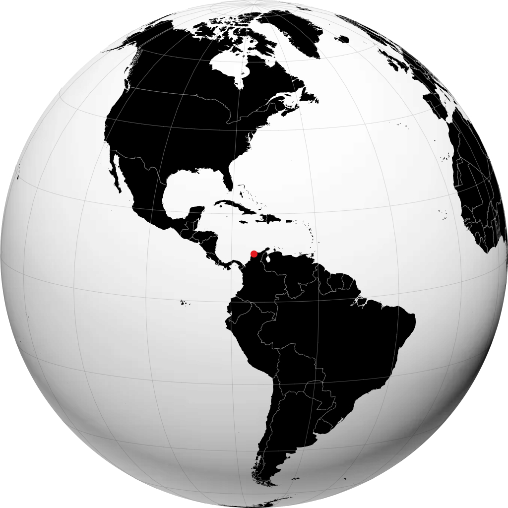 Barranquilla on the globe