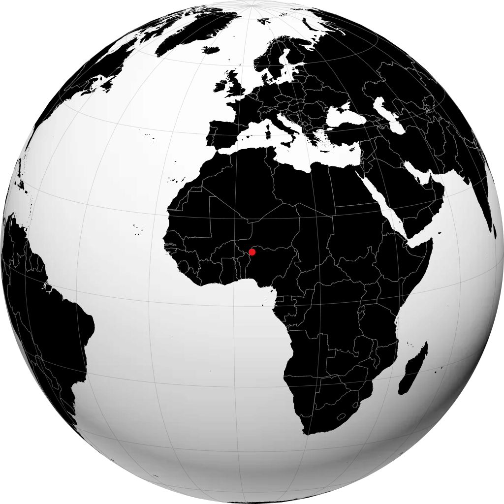 Birnin Kebbi on the globe