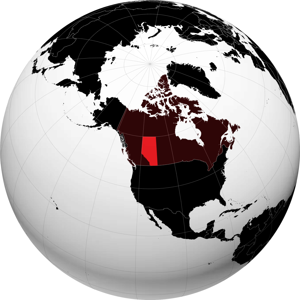 Alberta on the globe