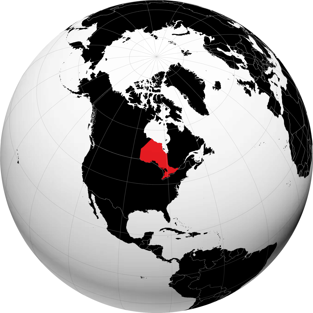 Ontario on the globe