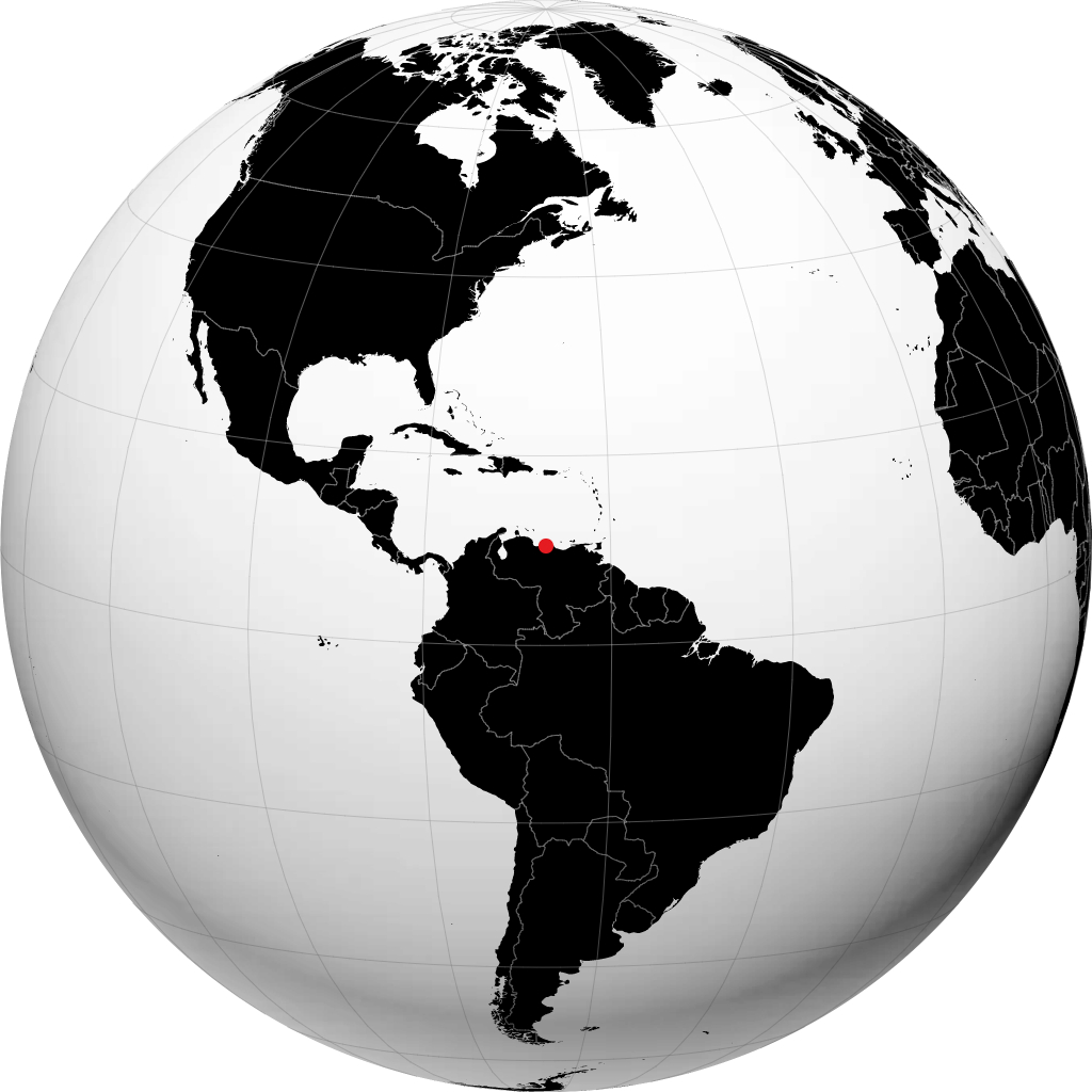 Caracas on the globe
