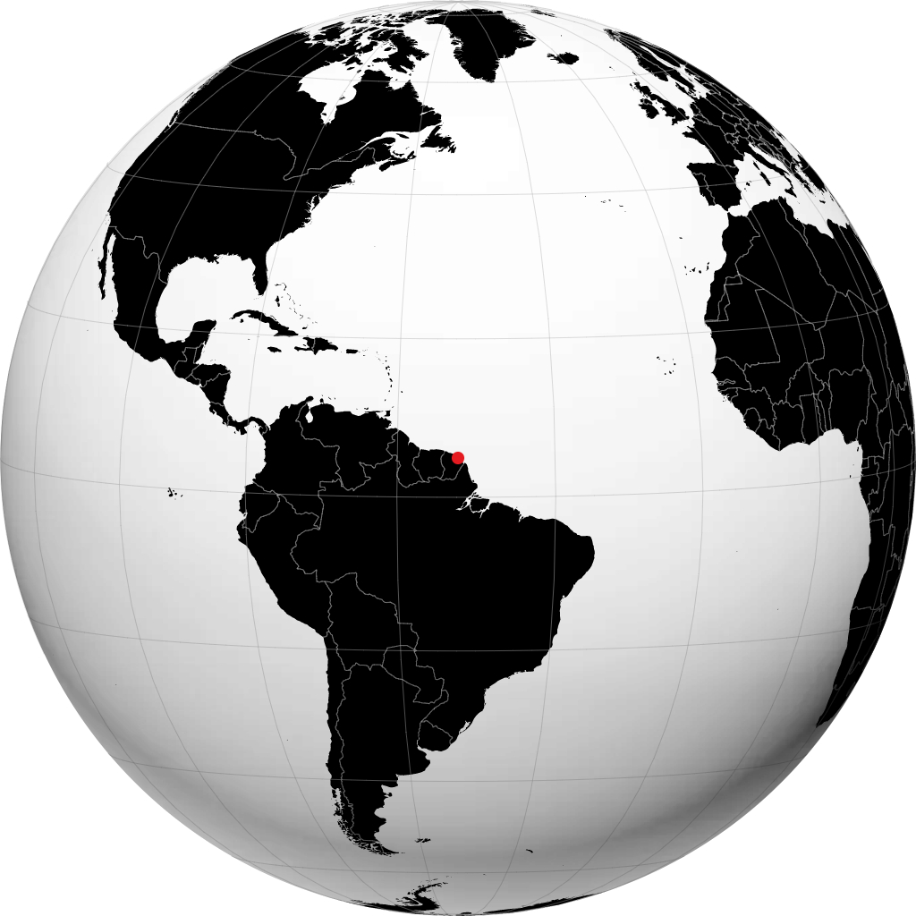Cayenne on the globe