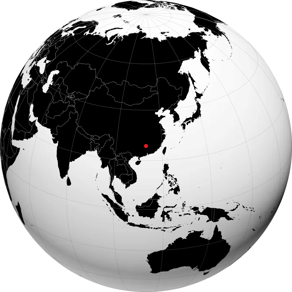 Chenzhou on the globe