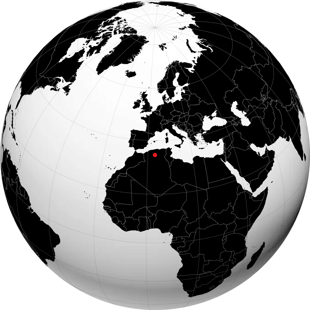 Djelfa on the globe