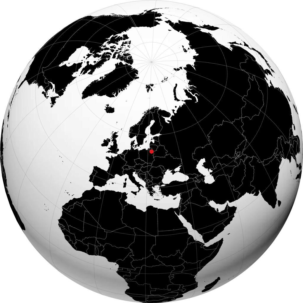 Ełk on the globe