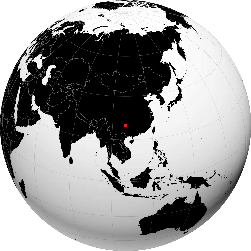 Guiyang on the globe