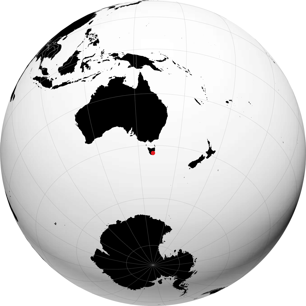 Hobart on the globe