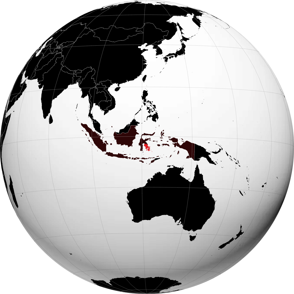 Sulawesi Tenggara on the globe