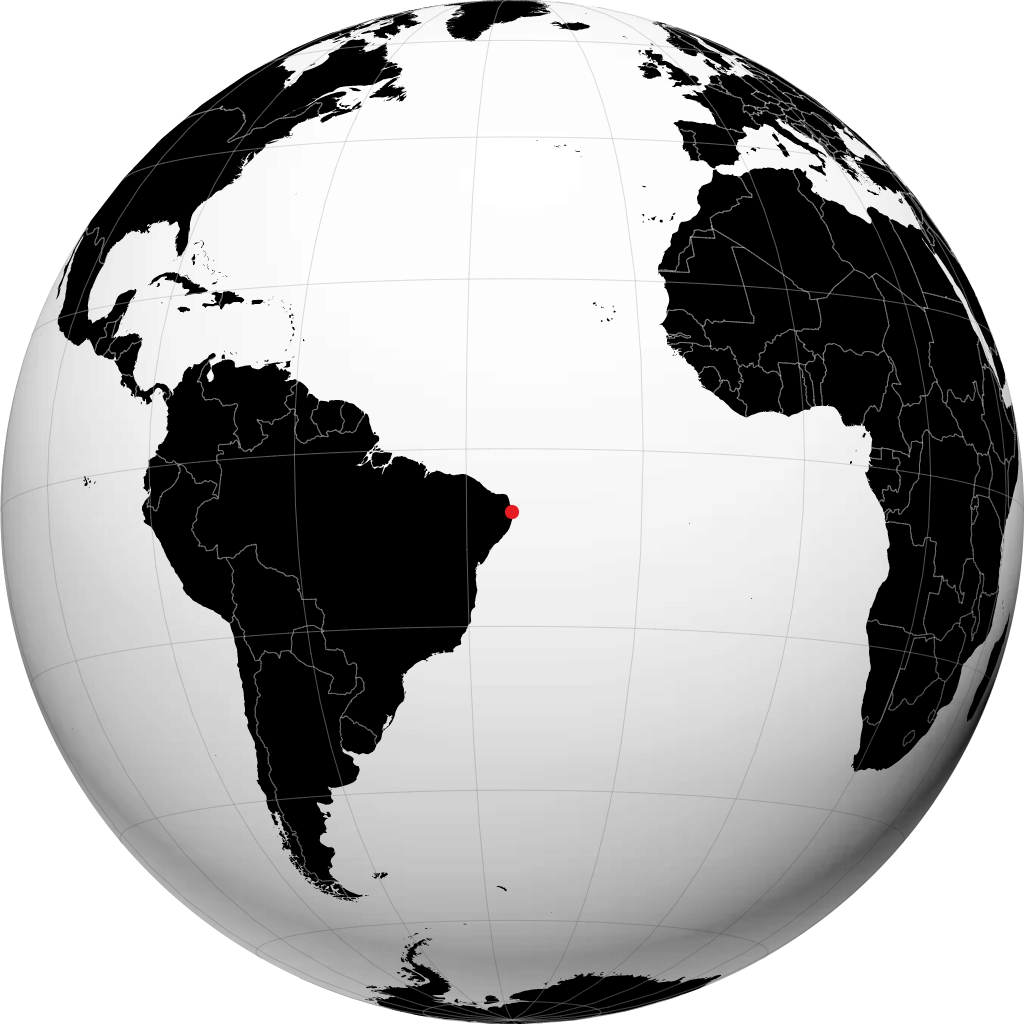 João Pessoa on the globe