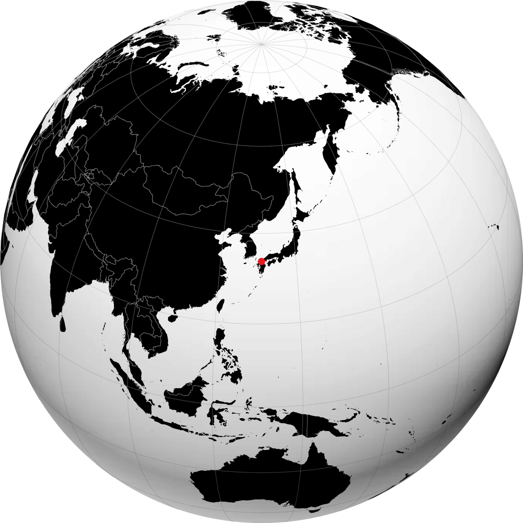 Kitakyushu on the globe