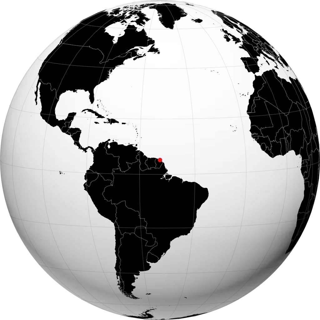 Kourou on the globe