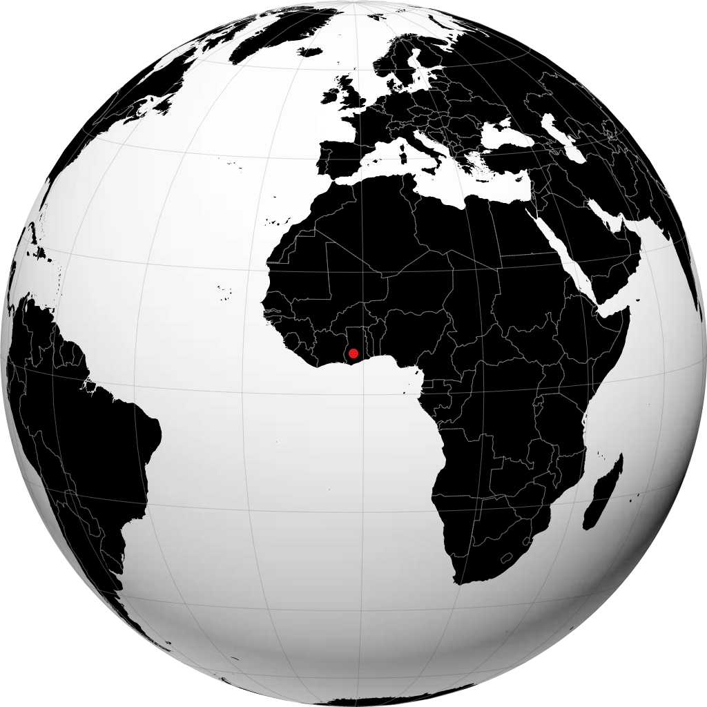 Kumasi on the globe