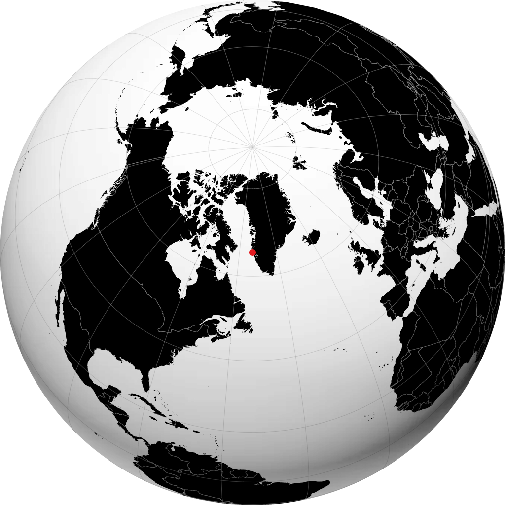 Maniitsoq on the globe