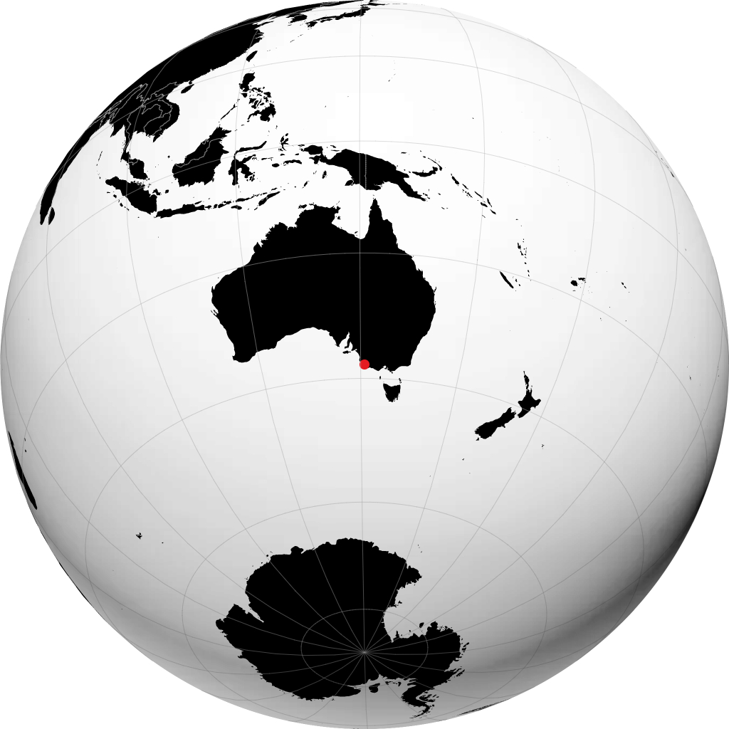 Mount Gambier on the globe