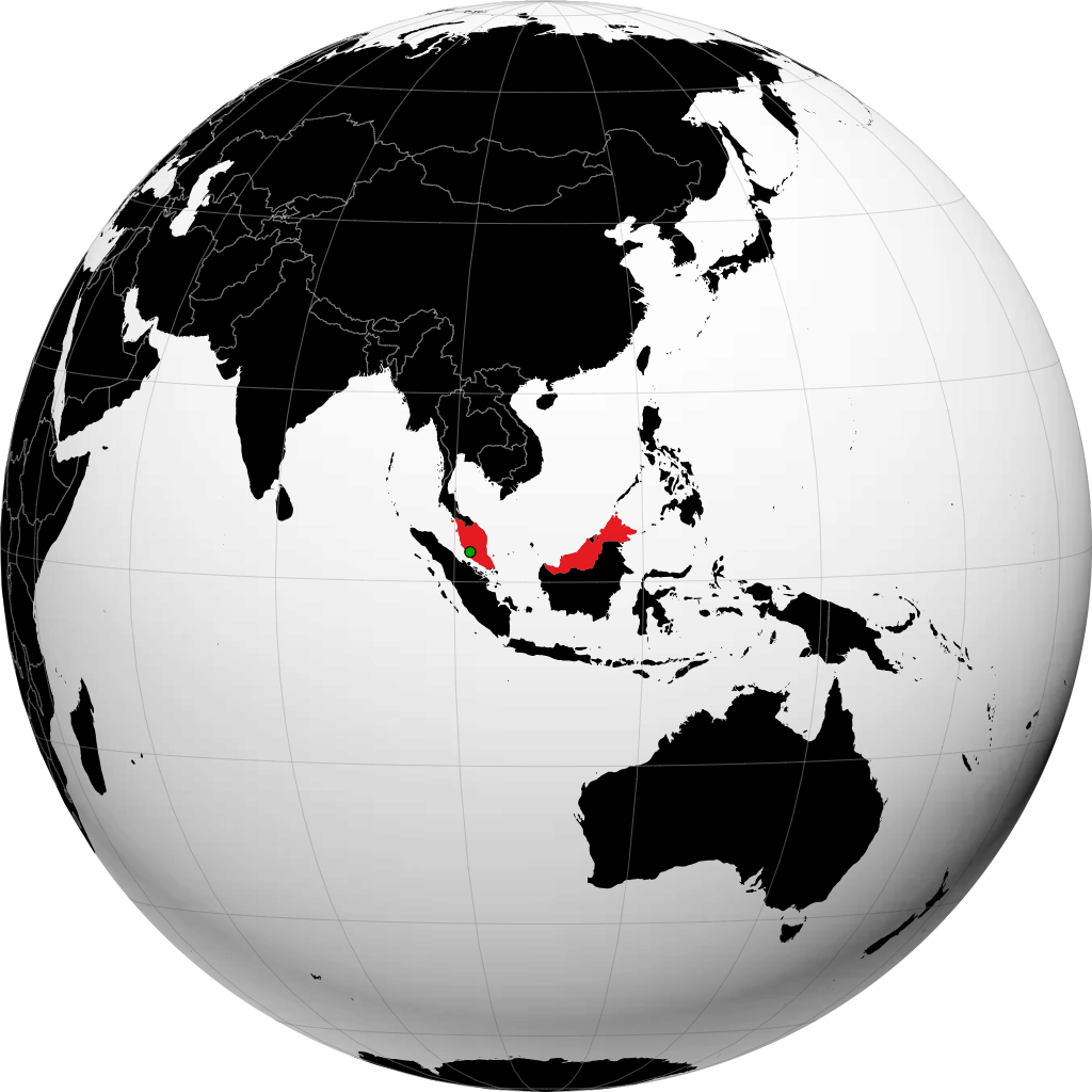 Malaysia on the globe