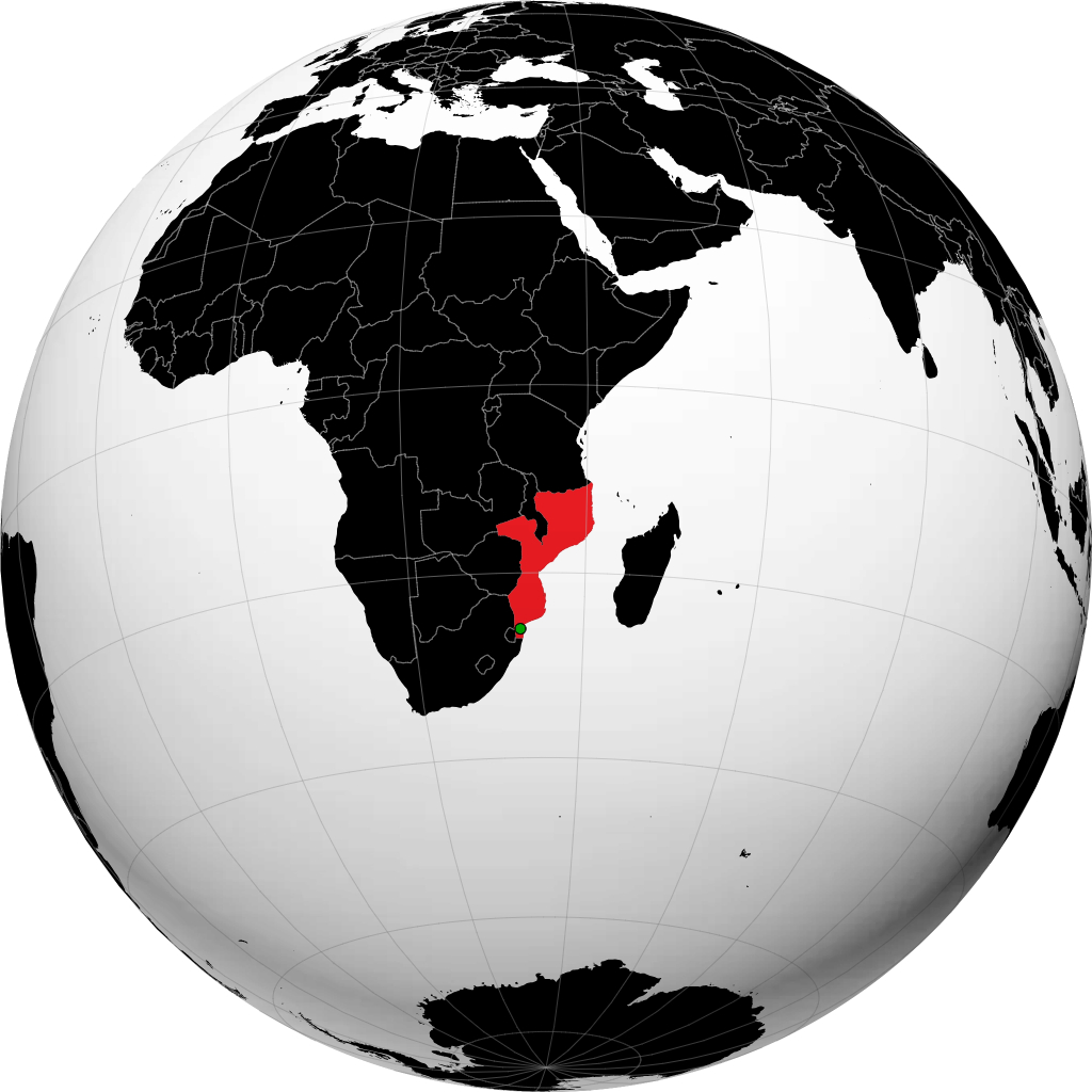 Mozambique on the globe