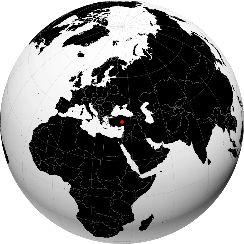 Nevşehir on the globe
