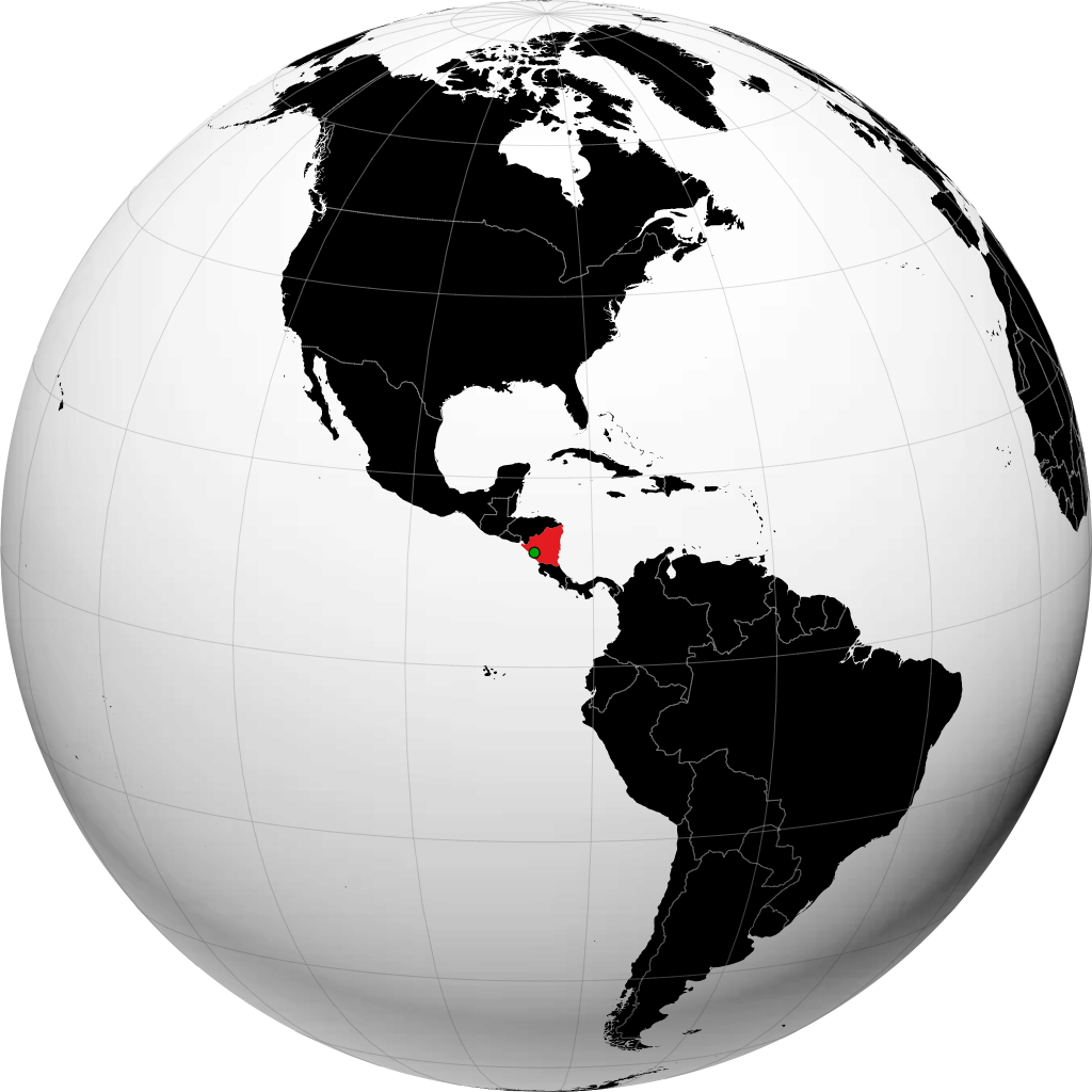 Nicaragua on the globe