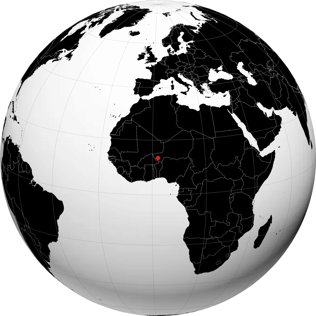 Niamey on the globe