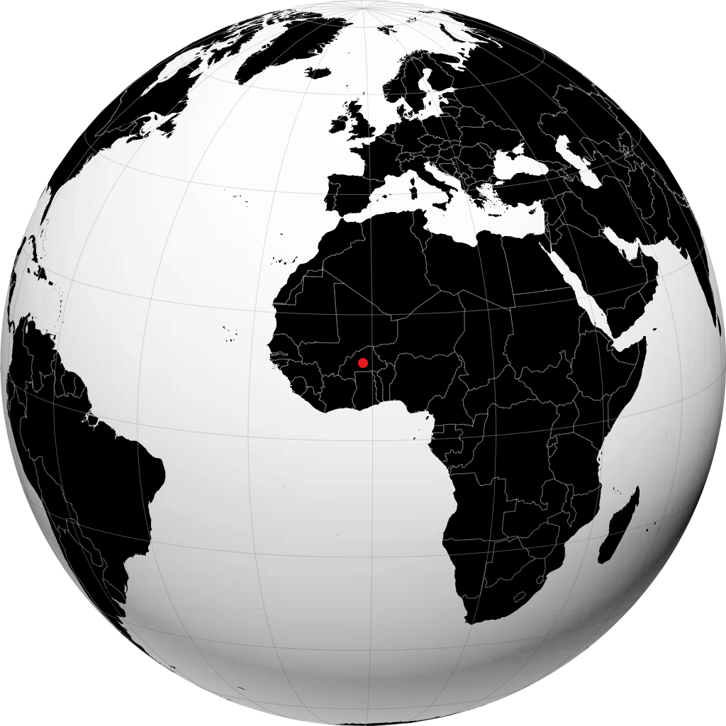 Ouagadougou on the globe