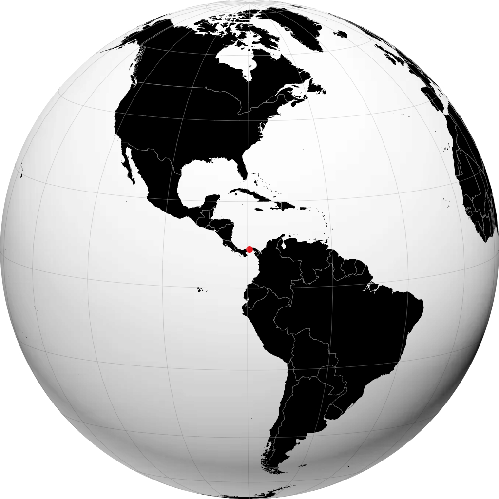 Panama City on the globe