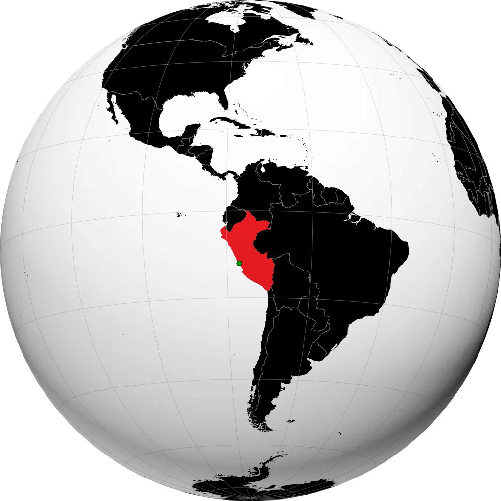 Peru on the globe