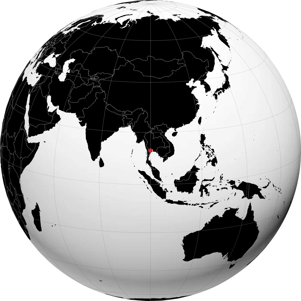 Phetchaburi on the globe