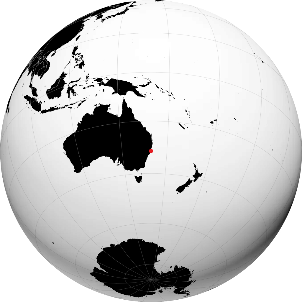 Port Macquarie on the globe