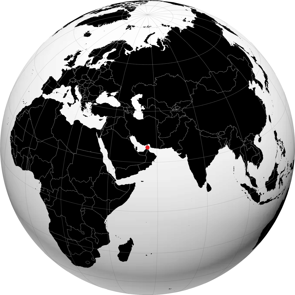 Ras al-Khaimah on the globe