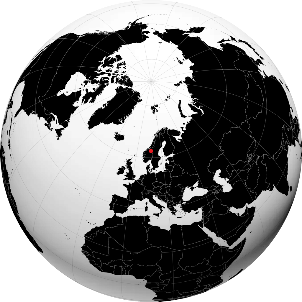 Røros on the globe