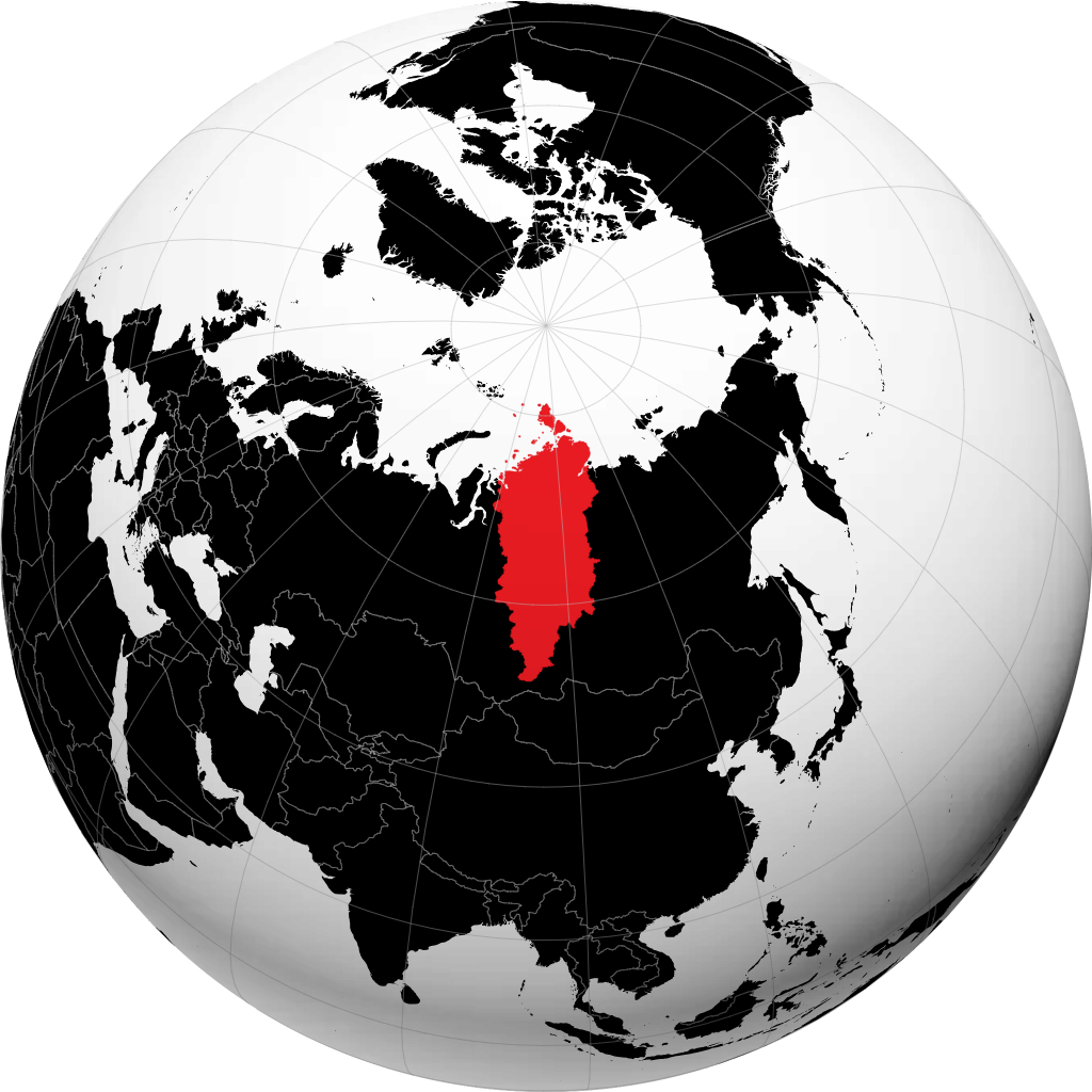 Krasnoyarskiy Kray on the globe