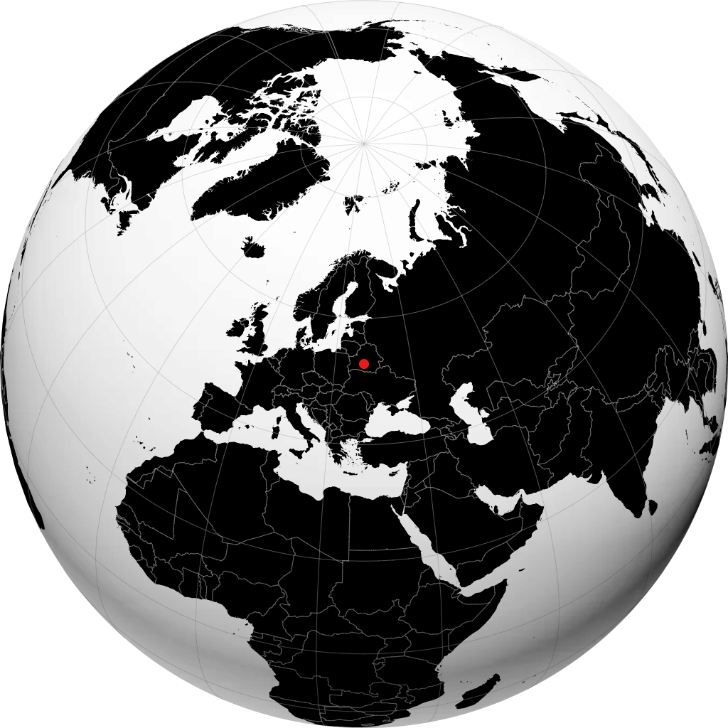 Salihorsk on the globe