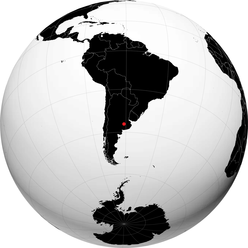 San Carlos de Bolivar on the globe