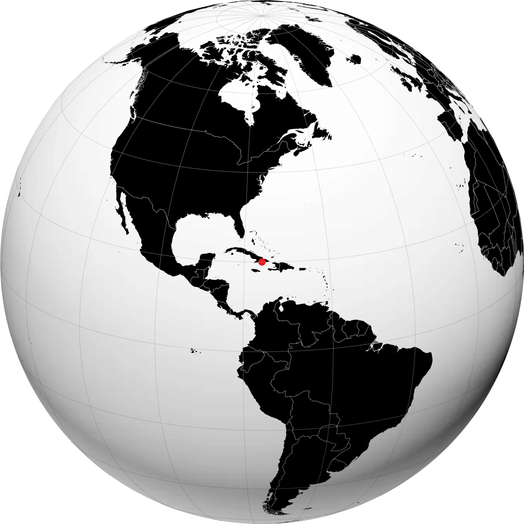 Santiago de Cuba on the globe