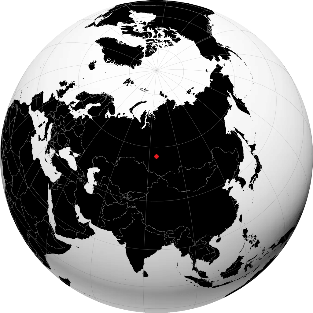 Seversk on the globe