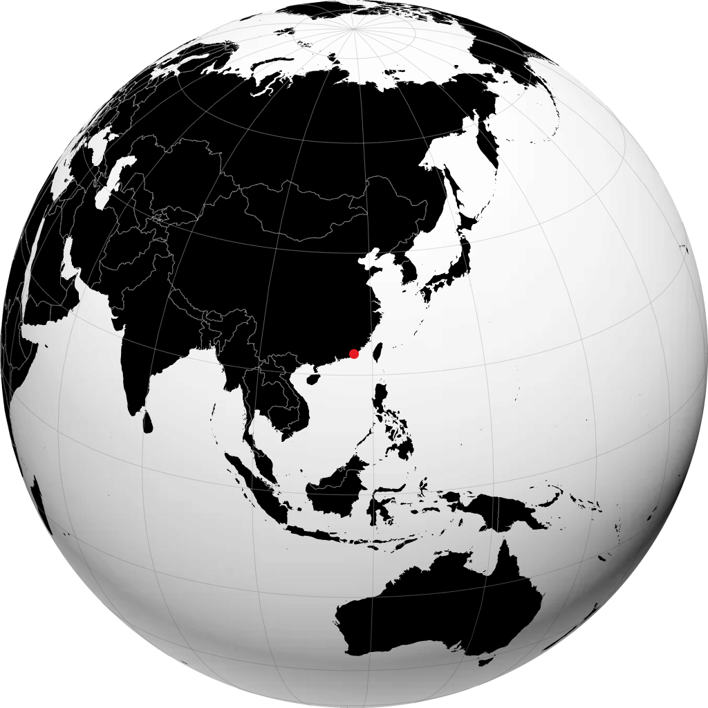 Shantou on the globe