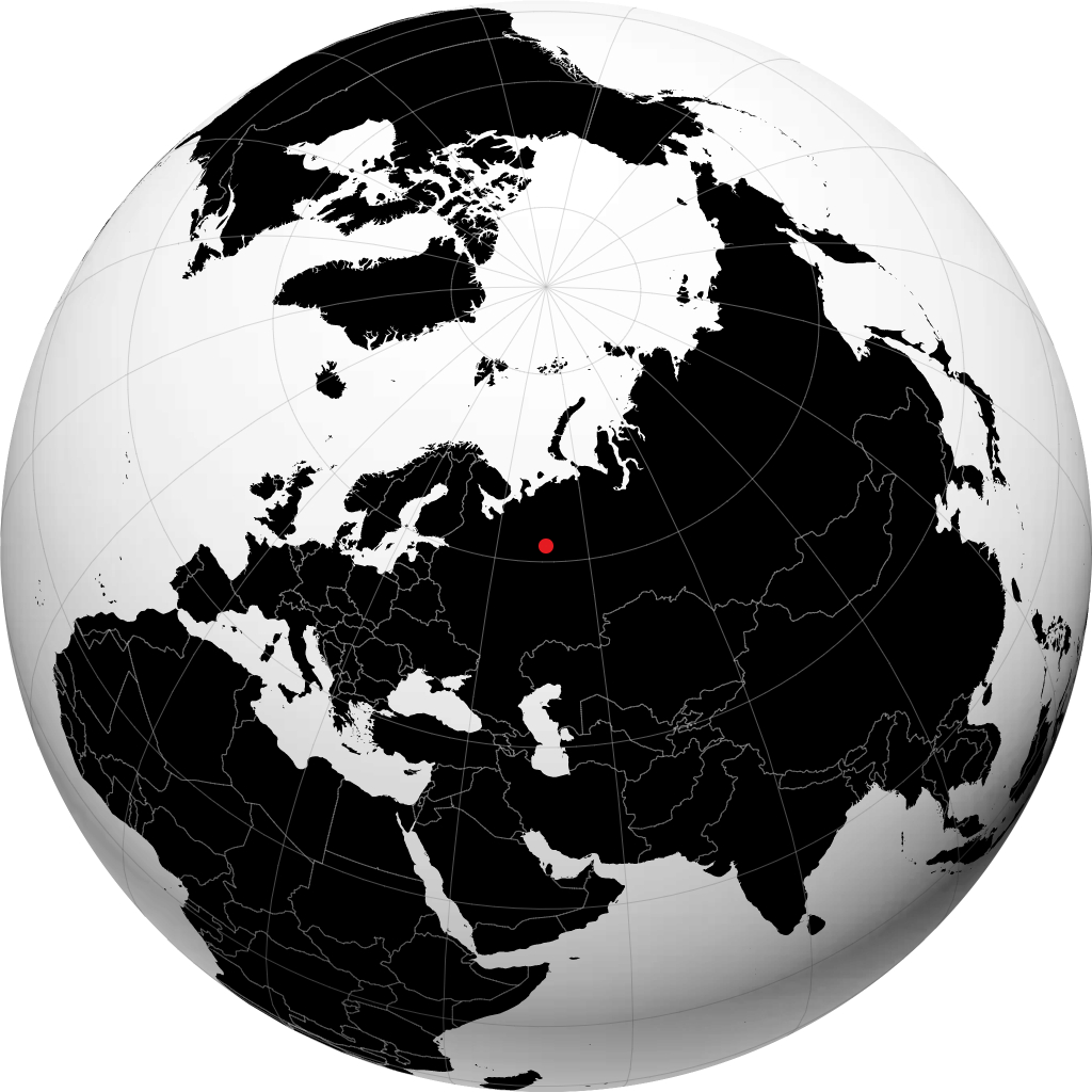 Syktyvkar on the globe