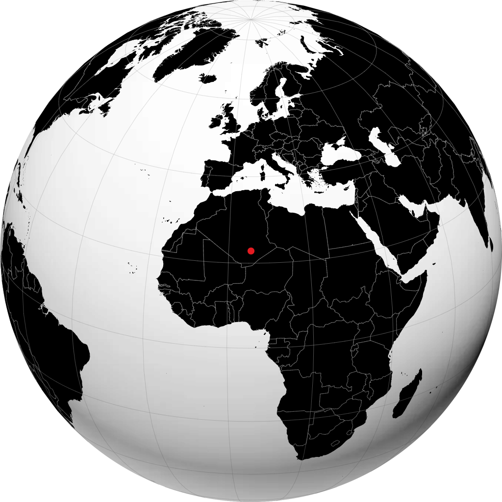 Tamanghasset on the globe