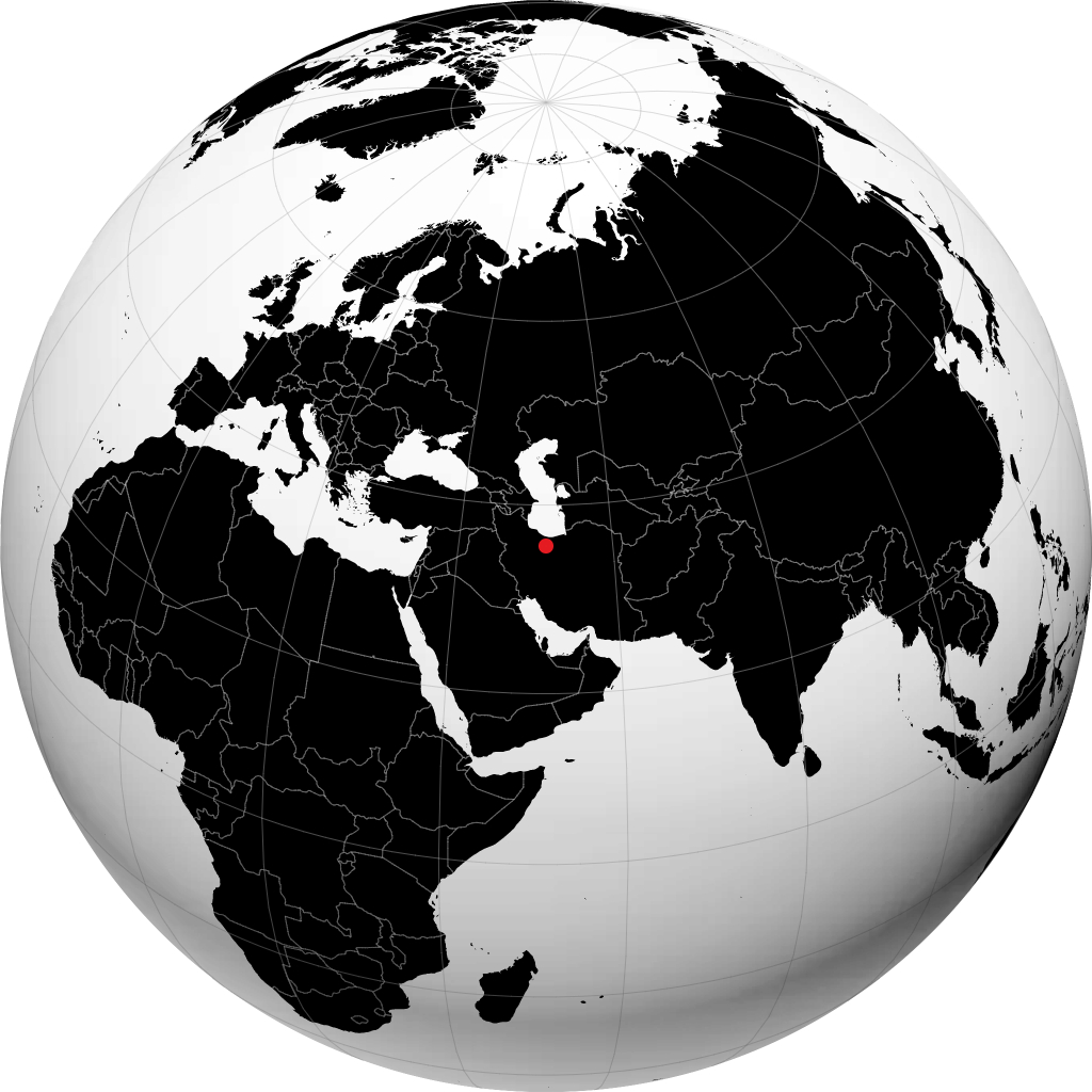 Tehran on the globe