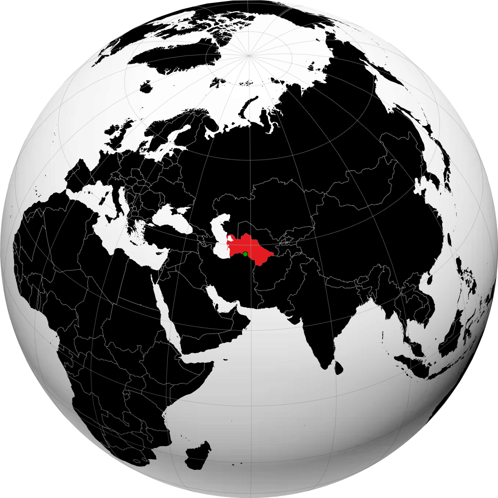 Turkmenistan on the globe