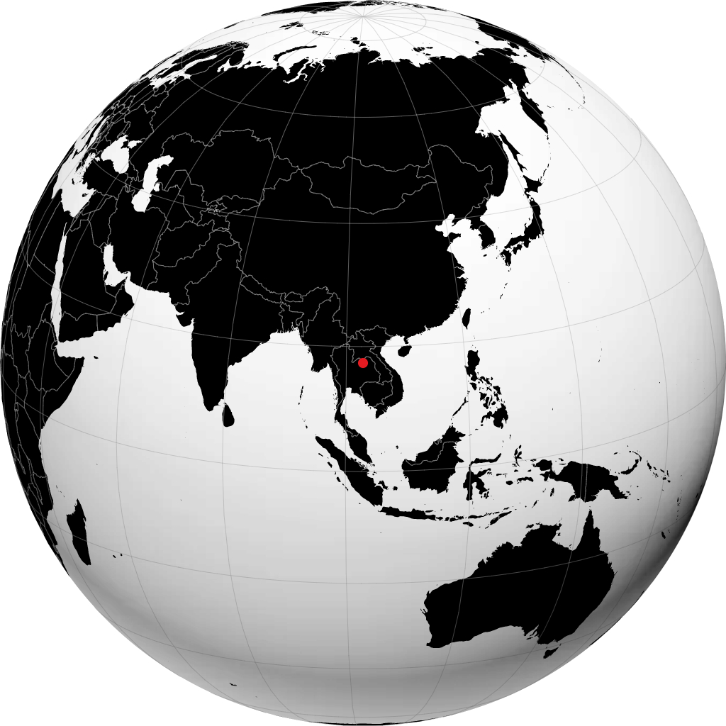 Udon Thani on the globe