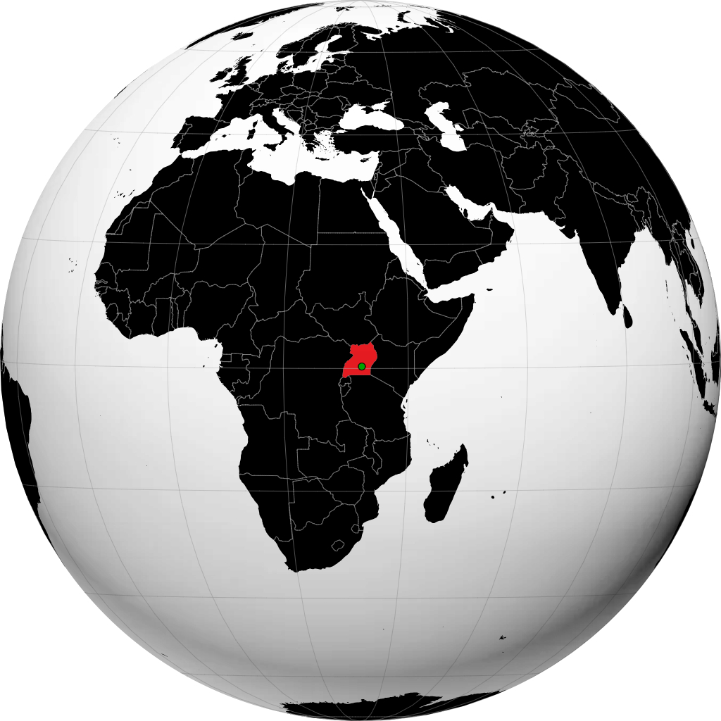 Uganda on the globe