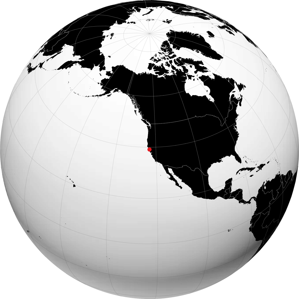 Ukiah on the globe