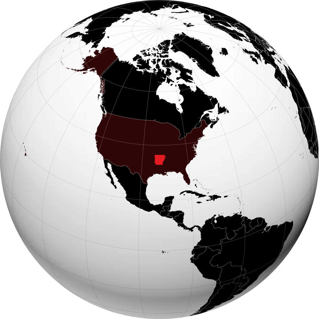 Arkansas on the globe